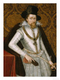 Portrait of King James VI of Scotland, James I of England (1566-1625) reproduction procédé giclée par John De Critz