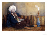 Portrait of Sir Thomas Phillips in Eastern Costume, Reclining with a Hookah reproduction procédé giclée par Richard Dadd