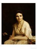 Portrait Of A Woman Wearing A Pearl Necklace And Holding A Fan Lámina giclée por Alexei Alexeivich Harlamoff Portrait Of A Woman Wearing A Pearl Necklace And Holding A Fan Lámina giclée por Alexei Alexeivich Harlamoff
