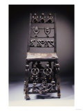 A Fine Chokwe Chair Carved with Various Figures Giclee Print