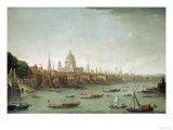 A Panoramic View of the City of London from the Thames Near the Water Gate of Somerset House Giclee Print by Antonio Joli