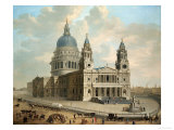 View of St. Paul's Cathedral with Figures in the Foreground, English School circa 1725 Giclee Print View of St. Paul's Cathedral with Figures in the Foreground, English School circa 1725 Giclee Print