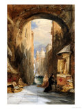 Venice: an Edicola Beneath an Archway, with Santa Maria Della Salute in the Distance, 1853 reproduction procédé giclée par James Holland