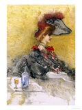 The Red Feathered Hat Giclee Print by Pompeo Mariani