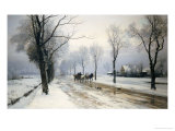 An Extensive Winter Landscape with a Horse and Cart, 1882 Giclee Print by Anders Andersen-Lundby