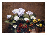 Hydrangeas, Wallflowers and Two Pots of Pansies, 1879 Giclee Print by Henri Fantin-Latour