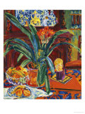 Still Life with a Pot Plant, Fruit and a Small Sculpture, circa 1920 Giclee-trykk av Philipp Bauknecht