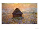 Haystacks, Sun on the Mist Giclee Print by Claude Monet