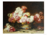 Chrysanthemum and Other Flowers in a Bowl Giclee Print by Achille Zo