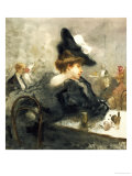 An Elegant Lady in Black in a Cafe Giclee Print by Pompeo Mariani An Elegant Lady in Black in a Cafe Giclee Print by Pompeo Mariani