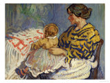 Mrs. B with Her Baby on Her Knees Giclee Print by Nicolas Tarkhoff