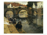 Washerwomen in the Morning at Quimperle, 1902 Giclée-Druck von Fritz Thaulow