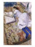 A Young Girl Stretched Out and Looking at an Album Giclee Print by Edgar Degas