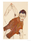 Self Portrait in a Jerkin with Right Elbow Raised, 1914 Giclee Print by Egon Schiele