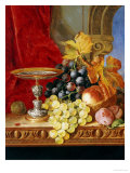 Grapes and a Peach with a Tazza on a Table at a Window Giclée-Druck von Edward Ladell