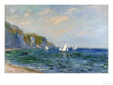 Cliffs and Sailboats at Pourville Giclée-Druck von Claude Monet
