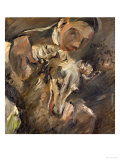 Max Mainzer with a Siberian Greyhound, 1917 reproduction procédé giclée par Lovis Corinth