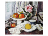 Apples in a White Fruitbowl and a Pink Rose in a Vase Giclee Print by George Leslie Hunter