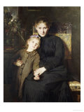 A Mother and Daughter in an Interior reproduction procédé giclée par Bertha Wegmann