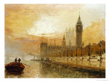 View of Westminster from the Thames Giclee Print by Claude T. Stanfield Moore