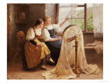 Two Girls at the Frame Giclee Print by Alexander Max Koester