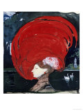 A Lady in a Large Red Hat Giclee Print by Leo Schnug