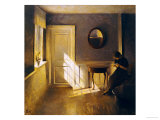 A Girl Reading in an Interior reproduction procédé giclée par Peter Ilsted