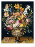 Roses, Tulips, Narcissi, Irises and Other Flowers in a Sculpted Urn with Flowers Giclee Print by Andries Danieels
