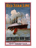 Red Star Line, Antwerpen-New York, circa 1910 Reproduction procédé giclée