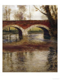 A River Landscape with a Bridge Giclee Print by Fritz Thaulow