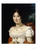Portrait of a Lady, Wearing a White Dress and a Red Cape and Holding a Posy of Flowers reproduction procédé giclée par Baron Francois-pascal Simon Gerard
