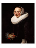 Portrait of a Lady, Standing Three-Quarter Length, in a Black Embroidered Dress Giclee Print by Nicolaes Eliasz. Pickenoy