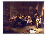 Peasants Drinking and Smoking in an Inn Reproduction procédé giclée par Gillis Van Tilborch