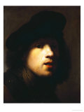 Portrait of the Artist, Head and Shoulders, in a Black Beret and a Gorget Giclee Print by Rembrandt van Rijn 