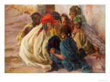 Arab Children Playing reproduction procédé giclée par Etienne Alphonse Dinet