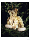 Golden Curley Plush Covered Teddy Bear in a Christmas Tree with His "Inseparable Friends", 1910 Giclee Print by Steiff 