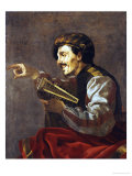 A Seated Lutanist Pointing Giclee Print by Hendrick Terbrugghen