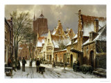 A Winter Street Scene Giclee Print by Willem Koekkoek