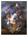 A Still Life of Mixed Flowers in a Vase on a Stone Ledge, 1818 Giclee Print by Marie Von Pachner