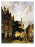A Street Scene with Numerous Figures Giclee Print by Adrianus Eversen