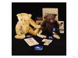 A Steiff White Plush Covered Teddy Bear, with a Rare Black Steiff Teddy Bear Giclee Print by Steiff 