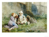 Children in a Garden Giclee Print by Luigi Rossi