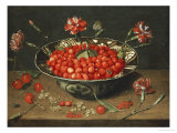 Strawberries in a Bowl Giclee Print by Jacob van Hulsdonck