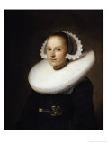 Portrait of a Young Lady, Half Length in a Black Dress, with a White Lace Cap Giclee Print by Johannes Cornelisz. Verspronck