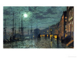 City Docks By Moonlight Lámina giclée por John Atkinson Grimshaw