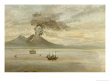 The Neapolitan Coast with Vesuvius Erupting Giclee Print by Johan Christian Clausen Dahl