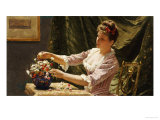 A Young Woman Arranging Flowers Giclee Print by Emile Claus