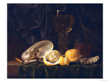 Nautilus Shell, a Roemer Beer Glass, an Orange and a Lemon on a Pewter Plate Giclee Print by Christiaen Luyckx
