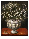 Myrtle In A Lobed-Footed Polychrome Maiolica Manises Vase On A Draped Ledge, 1663 Lámina giclée por Tomas Hiepes