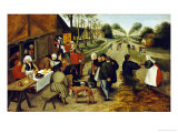 Peasants at a Roadside Inn reproduction procédé giclée par Pieter Bruegel the Elder